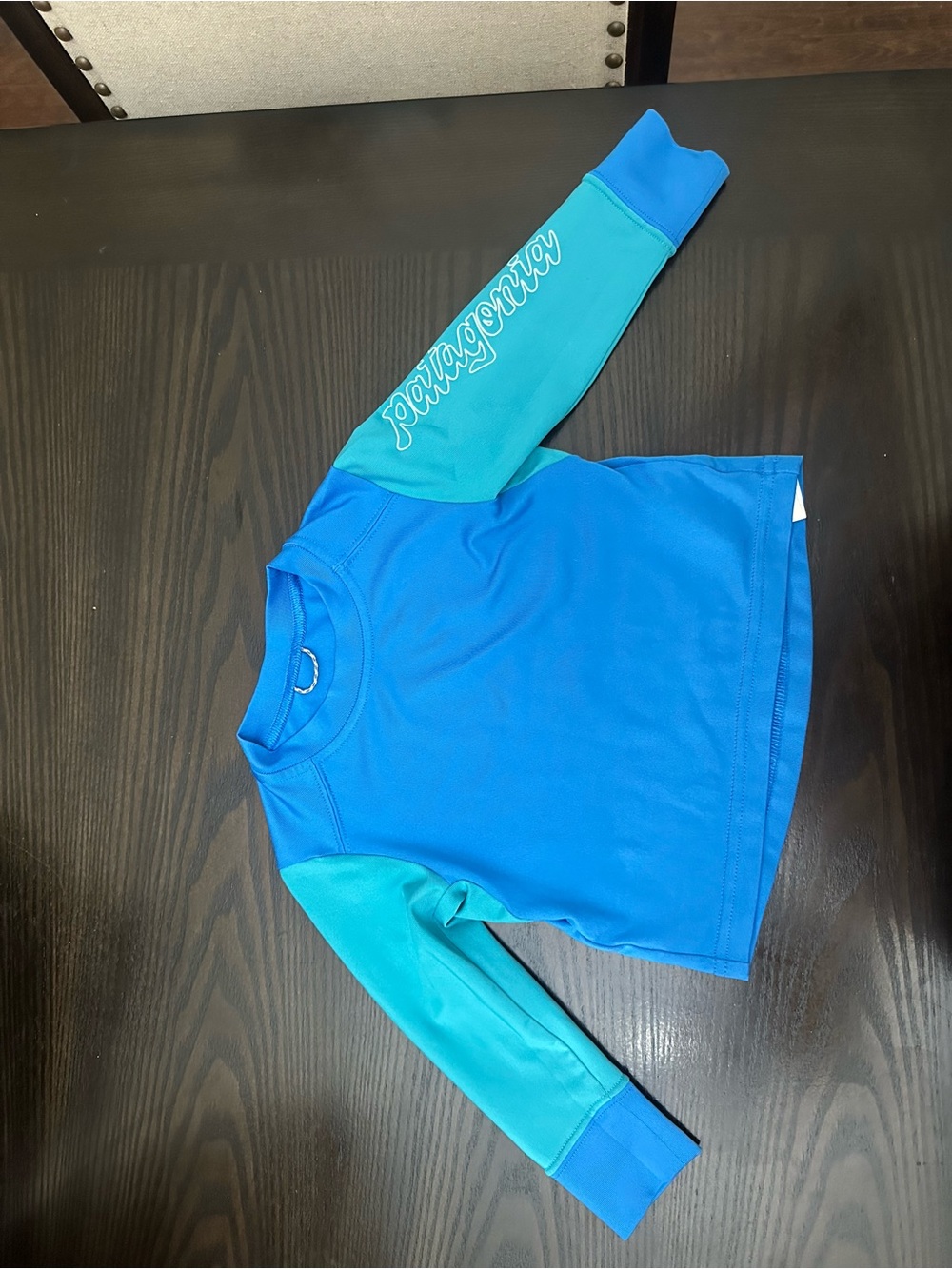 Patagonia Blue and Teal Kids Long-Sleeve Rashguard
